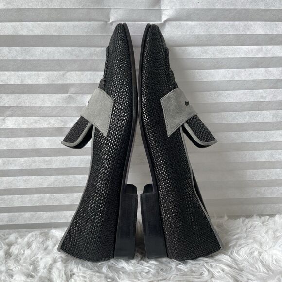 Élevée Mens Moccasin Shoes black woven raffia, gray suede, size EU 40/US 7 main image 6
